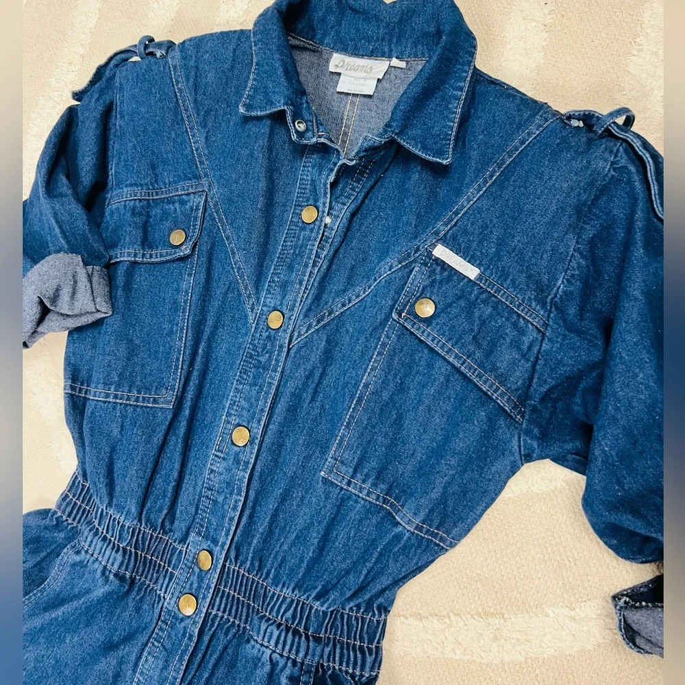 Dreams Vintage 1980’s Denim Jumpsuit | Size M | 100% Cotton - Picture 6 of 16